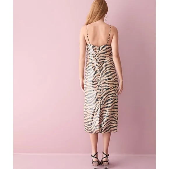 42. J.Crew Gwyneth sequin slip dress in zebra stripe - Picture 3 of 9